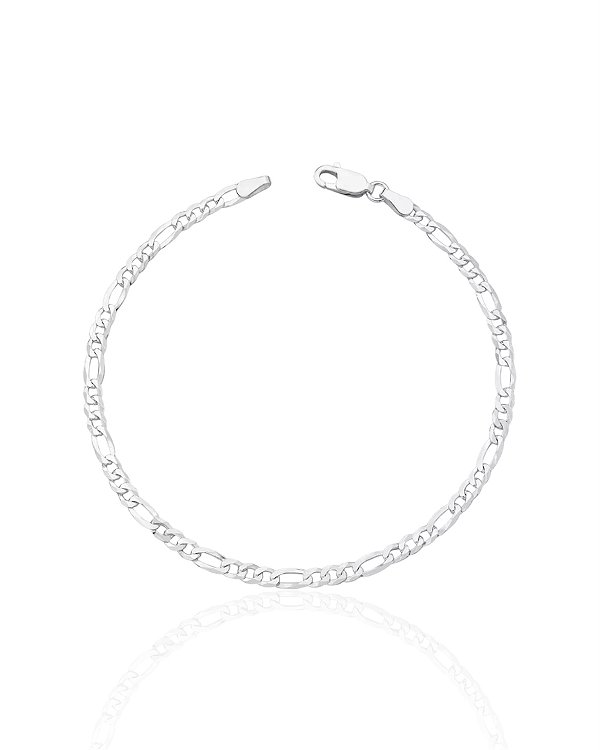 Pulseira Fígaro 3x1 3mm 21cm - Prata 925