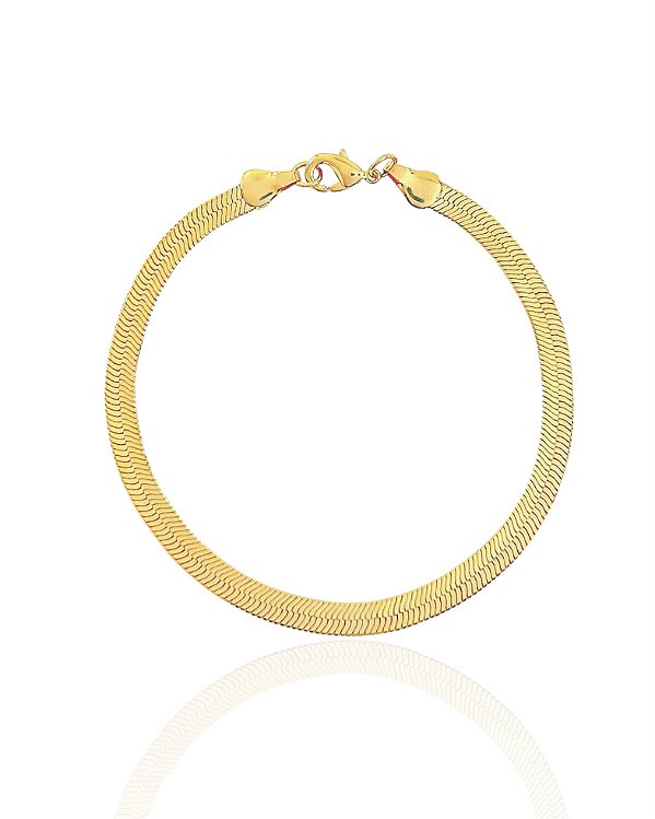 Pulseira Fita 5mm 22cm - Banho de Ouro 18k