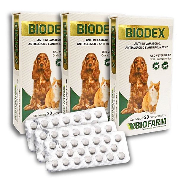 Kit 3 Biodex Anti-inflamatório E Antialérgico Cães e Gatos - Biofarm
