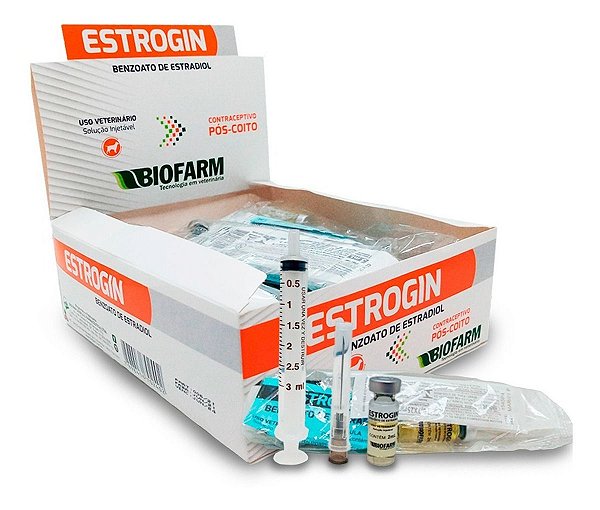 Estrogin Contraceptivo 2ml Anti Cio Para Coito Indesejado Cadelas e Gatas - Biofarm