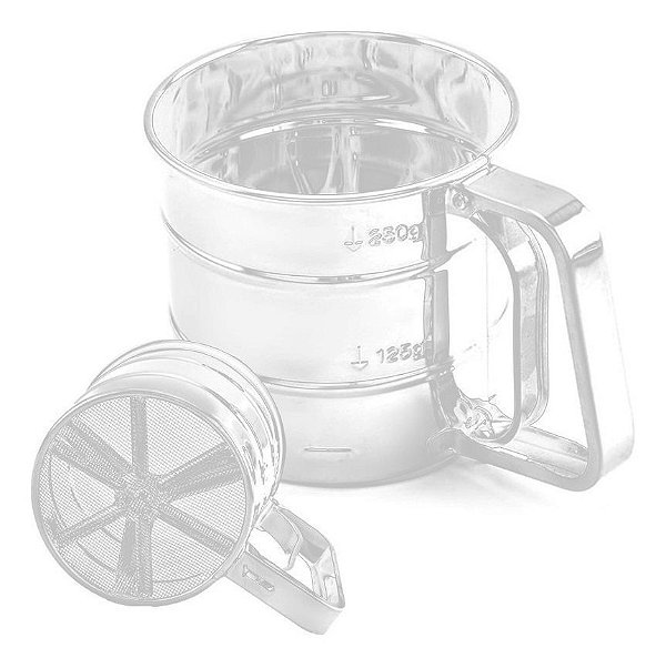 Polvilhador Caneca Peneira Com Gatilho Inox Açúcar Farinha - 10 x 9,5 cm - Top Rio