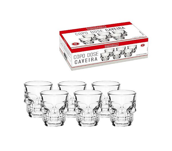 Copo para Dose Shot em Formato de Caveira 50mL - 6 Unidades - Hauskraft