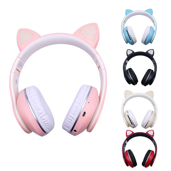 Headset Bluetooth 5.0 Wireless Orelhas de Gatinho com Luz Decorativa RGB - Onistek
