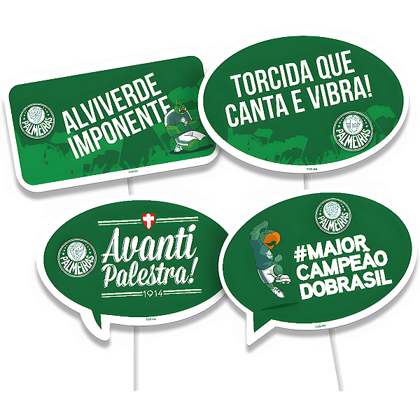 Placas Divertidas Festa Comemoração Time de Futebol Palmeiras - 4 Unidades - Festcolor