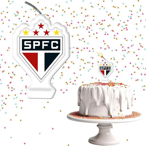 Vela Para Bolo de Aniversário Festa Comemoração Futebol Time - São Paulo - Festcolor