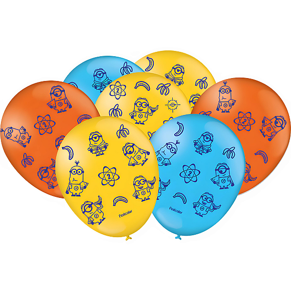 Balão Decorativo Bexiga Temática Especial Meu Malvado Favorito 4 Aniversário 25 Unidades - Festcolor
