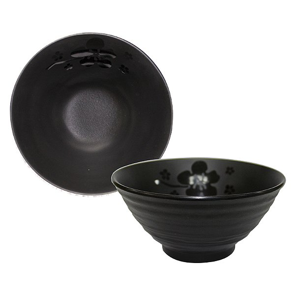 Tigela Ondulada de Melamina Linha Premium Kanpai Leve Resistente - Preto - 300mL - 12,7cm - Bestfer