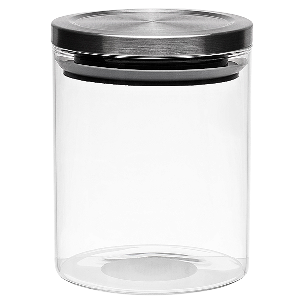 Pote Hermético Vidro Borossilicato Transparente Incolor Tampa Inox - 750ml - Mimo Style