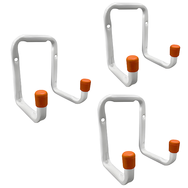Kit 3 Ganchos Suportes De Aço Multiuso Para Parede para Bike Escada Mangueira - 30kg - Bestfer