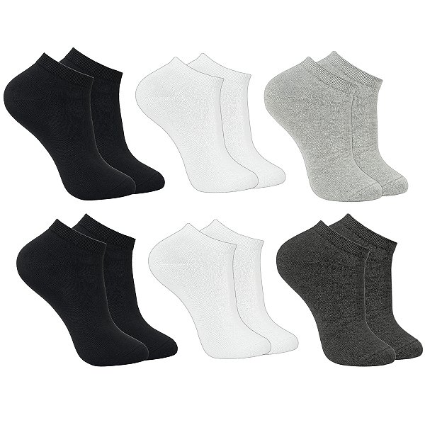 Kit 6 Pares Meias Premium Soquete Cano Curto em Algodão e Poliéster 30-46 Unissex Union Socks