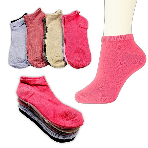 Kit 9 Pares Meias Premium Soquete Cano Curto em Algodão e Poliéster Feminina 30-40 Union Socks