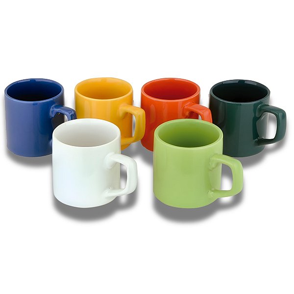 Jogo 6 Canecas de Cerâmica Coloridas Café Chá 85ml Mesa Posta - Class Home