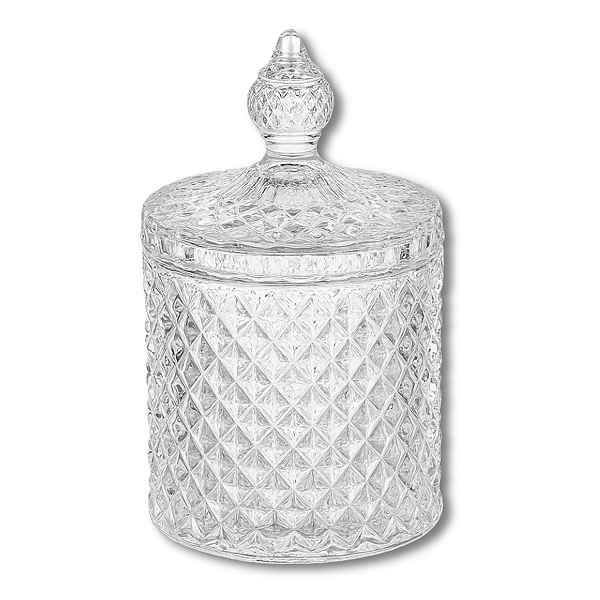 Potiche Decorativo de Cristal com Tampa Litt Para Mesas Aparadores Bomboniere 10,5 x 17,5cm - Wolff