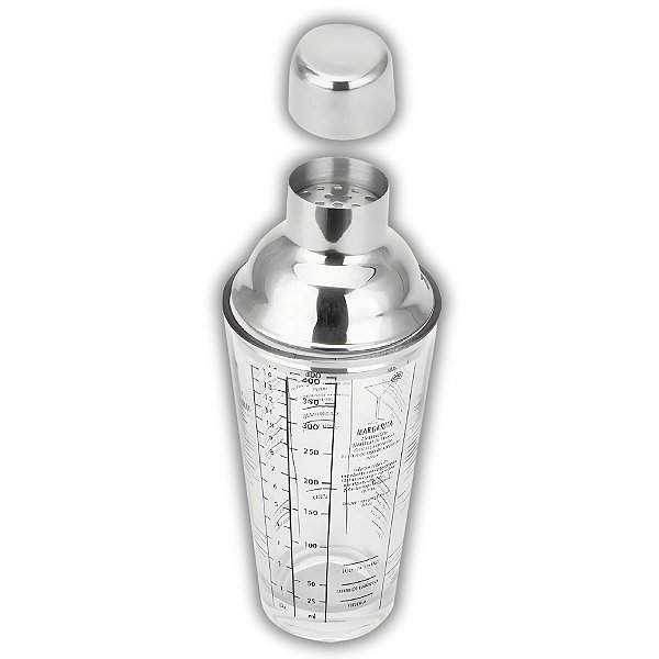 Coqueteleira de Vidro com Tampa Inox Dosadora 400ml Profissional Drinks Caipirinhas Uny Home
