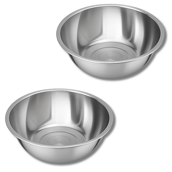 Kit 2 Tigela Bacia Bowl De Inox Médio Redondo 37cm 7 Litros Cozinha Uny Home