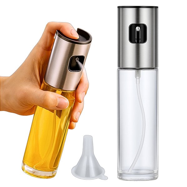 Frasco Spray Pulverizador Borrifador Para Azeite e Vinagre 100ml Vidro e Inox Cozinha Uny Home