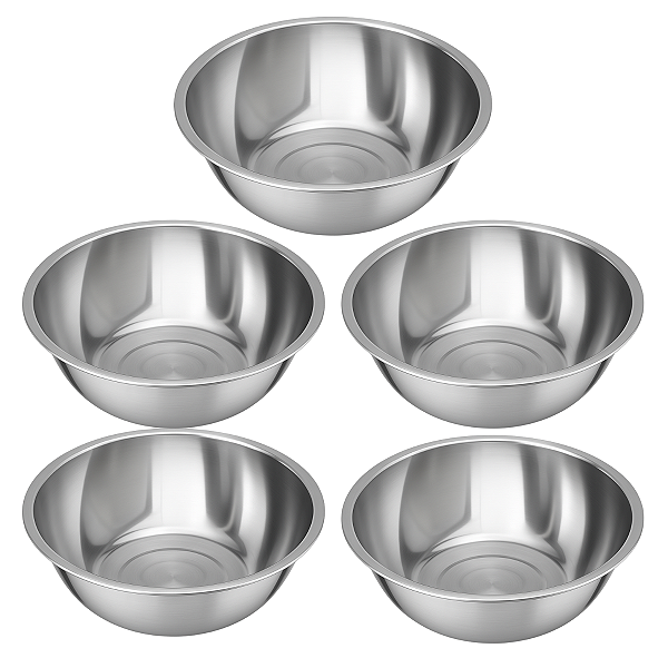Kit 5 Tigela Bacia Bowl De Inox Médio Redondo 37cm 7 Litros Cozinha Uny Home