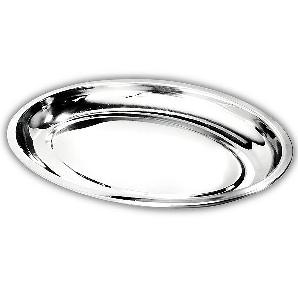 Travessa Oval Funda Aço Inox 25cm Para Servir Alimentos Porções Cozinha Restaurante - Ke Home