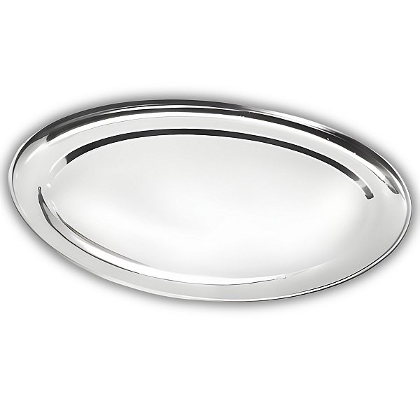 Travessa Oval Rasa Aço Inox 22cm Para Servir Alimentos Porções Cozinha Restaurante - Ke Home