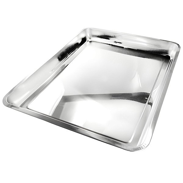 Assadeira Forma Retangular em Aço Inox 50cm Para Forno Cozinha Assar Carnes Bolos Legumes - Ke Home