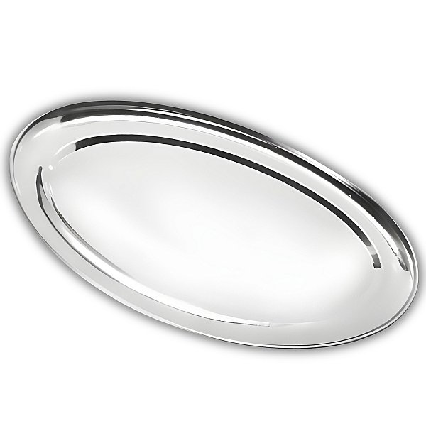 Travessa Oval Rasa Aço Inox 26cm Para Servir Alimentos Porções Cozinha Restaurante - Ke Home