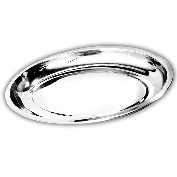 Travessa Oval Funda Aço Inox 30cm Para Servir Alimentos Porções Cozinha Restaurante - Ke Home