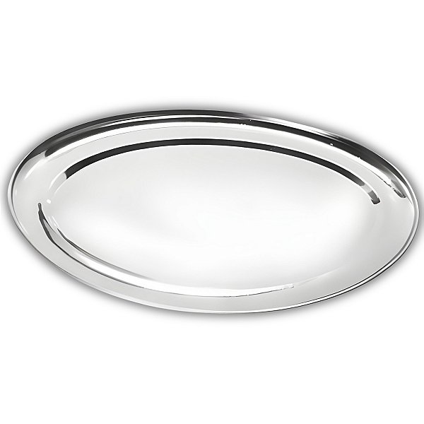 Travessa Oval Rasa Aço Inox 30cm Para Servir Alimentos Porções Cozinha Restaurante - Ke Home