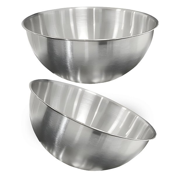Kit 2 Saladeira Escovada Bowl Tigela de Aço Inox Saladas Preparo de Alimentos 26cm - Ke Home