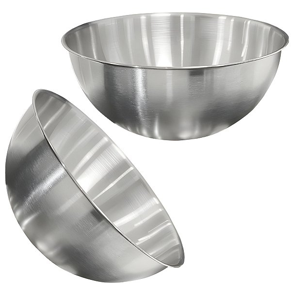 Kit 2 Saladeira Escovada Bowl Tigela de Aço Inox Saladas Preparo de Alimentos 22cm - Ke Home