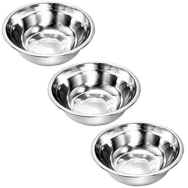 Kit 3 Tigela Bacia Bowl De Inox Redonda com Capacidade de 350mL Cozinha - 14cm - Ke Home