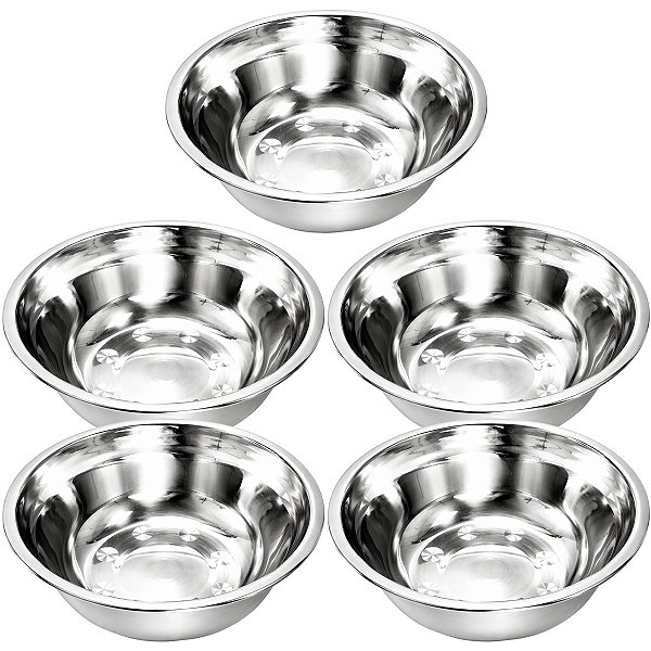 Kit 5 Tigela Bacia Bowl De Inox Redonda com Capacidade de 350mL Cozinha - 14cm - Ke Home