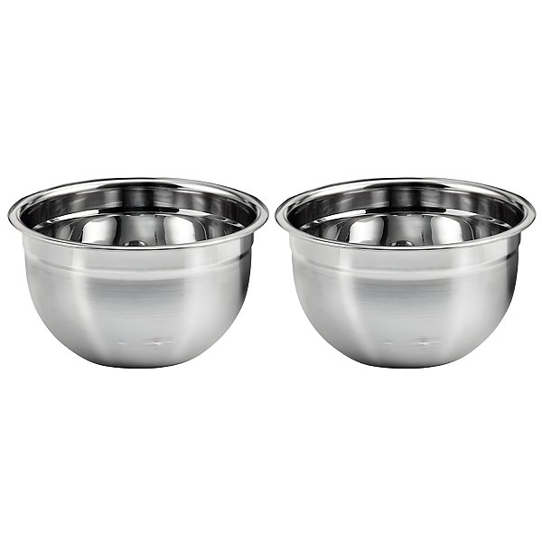 Kit 2 Tigelas Mixing Bowl De Inox Redondo 28cm Para Preparo Cozinha Salada Confeitaria XG - Ke Home