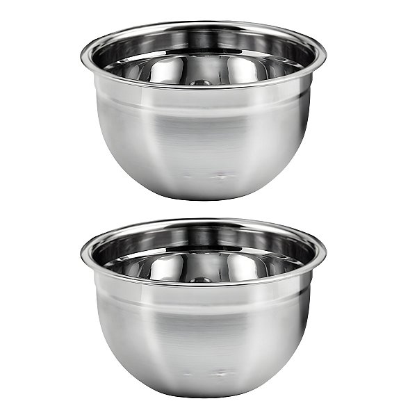 Kit 2 Tigelas Mixing Bowl De Inox Redondo 30cm Para Preparo Cozinha Salada Confeitaria XXG - Ke Home