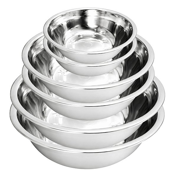 Kit 6 Tigela Bacia Bowl De Inox Cozinha Saladeira 350mL 14cm - 500ml 16cm - 750ml 18cm - Ke Home