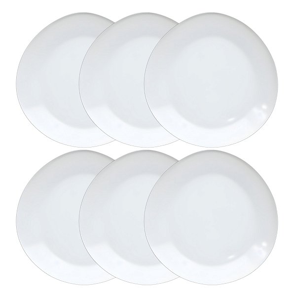 Kit 6 Pratos Rasos Triangular de Melamina Premium Branco 19,1cm Leve Resistente - Bestfer