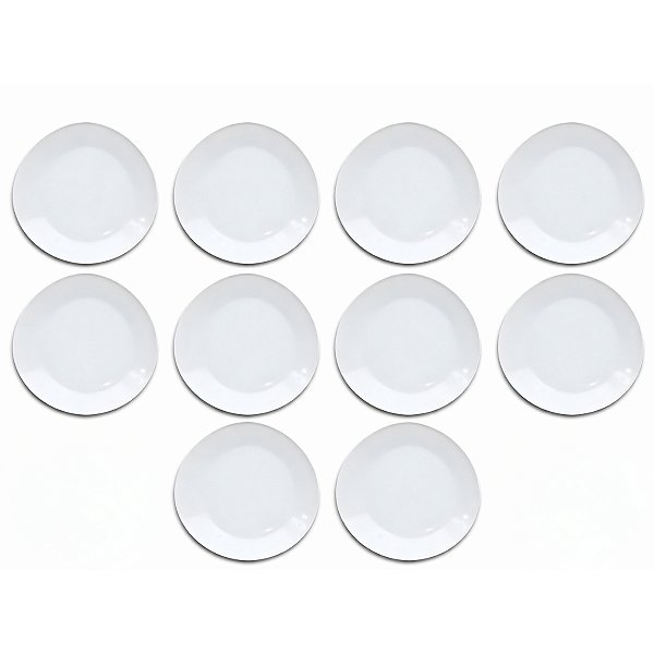 Kit 10 Pratos Rasos Triangular de Melamina Premium Branco 19,1cm Leve Resistente - Bestfer