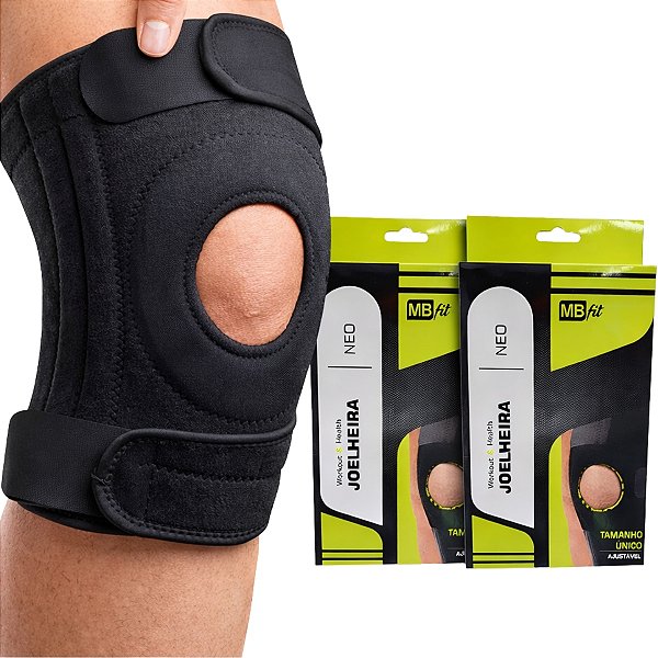 Kit 2 Joelheiras de Compressão Articulada Ortopédica Tamanho Único Ajustável Alta Tecnologia - MBFit