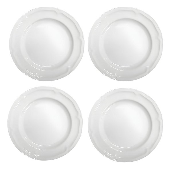 Kit 4 Pratos Rasos Redondo Branco Premium de Melamina 26,5cm Leve Resistente - Bestfer