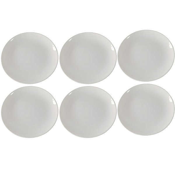Kit 6 Prato Liso Raso Redondo Branco Premium de Melamina 25,5cm Leve Resistente - Bestfer