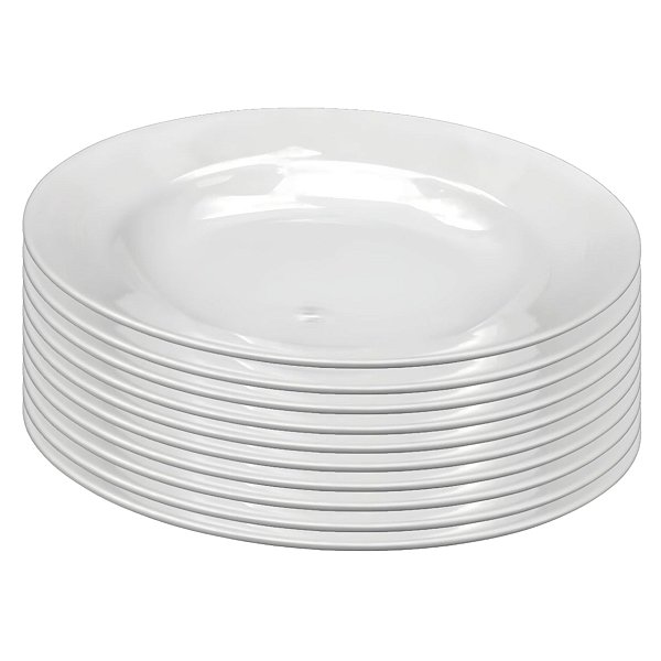 Kit 10 Pratos Fundos Redondos de Melamina Branca 25cm Leves Resistentes Uso Diário Cozinha - Bestfer
