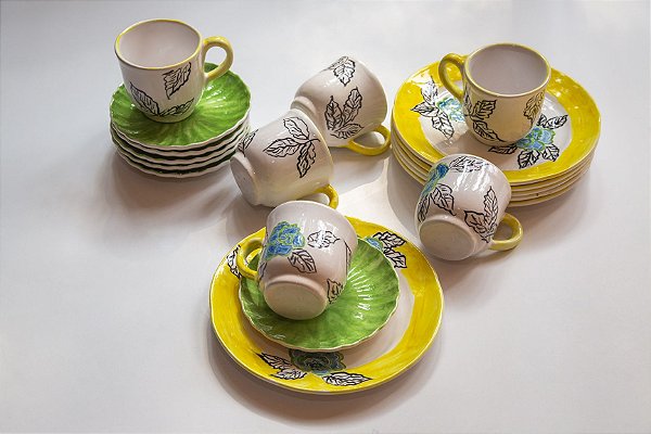 Conjunto de xícaras para café 6 lugares (18 peças) - Silvana Tinelli