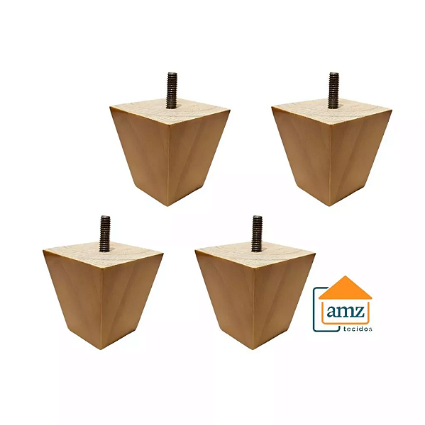 Kit 4 Pé De Sofá Em Madeira Tipo Trapézio 9cm Altura 3 Cores