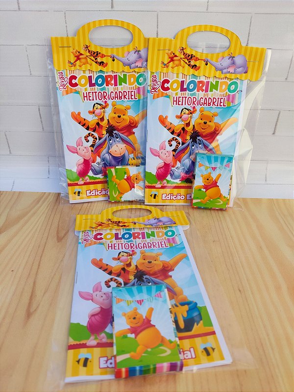 Kit Livrinho de Colorir Personalizado Ursinho Pooh