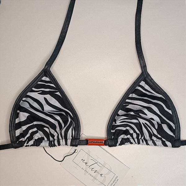 Top Micro - Zebra P&B + Preto Cirrê