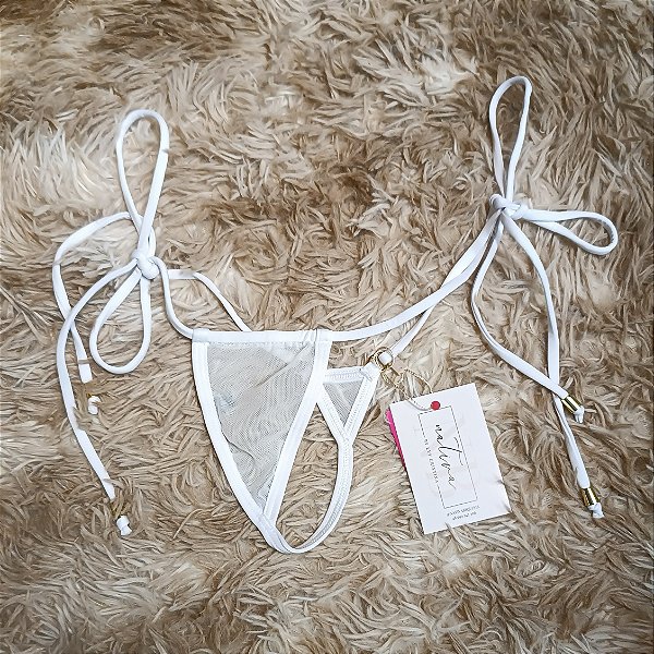 Calcinha Extreme Micro 2 com Lacinho - Tule Liso Transparente