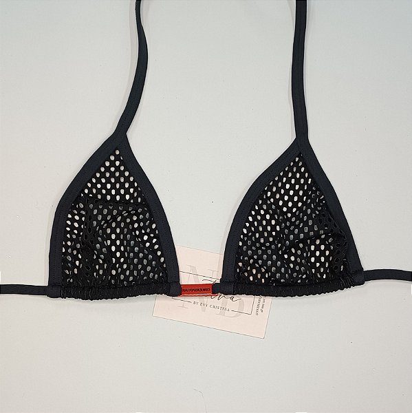 Top Micro - Arrastão Preto Transparente + Preto Liso