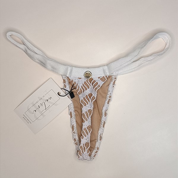 Calcinha Basic Bronze 1 Cós Fixo - Rendão Branco 1 - Ilusion