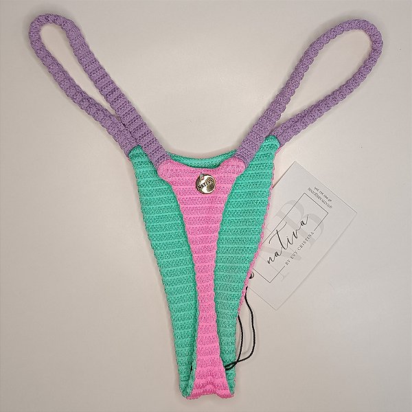 Calcinha Duo 6 - Fixa - Tricô - Lavanda + Rosa Candy + Verde Água