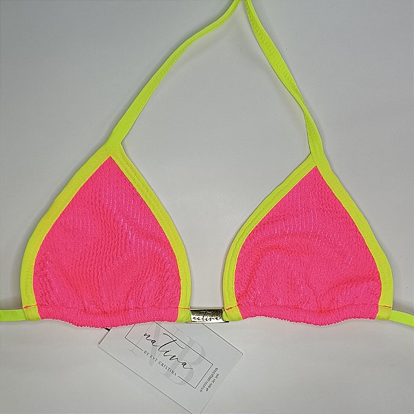 Top Micro - Pink Texturizado + Amarelo Neon - Neon Vibes