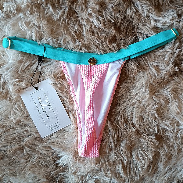 Calcinha Basic Bronze 6 Com Regulagem - Rosa Pastel + Turquesa - Ice Cream